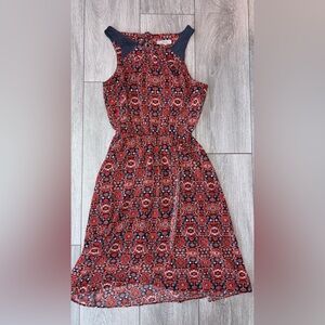 Athleta Printed Martinique Dress Lined Red Women Sz XXS